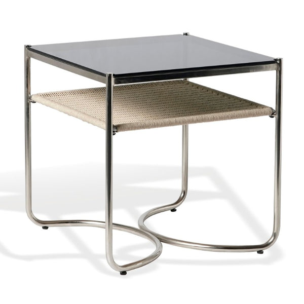 Safavieh Jackiette Square Tempered Glass Top Accent Table with Open Silver Metal Frame SFV5782A