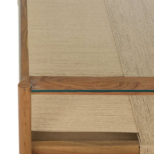 Gerard Square Wood And Glass Coffee Table With Tempered Top, Solid Frame, Low-Profile 47X47x15in