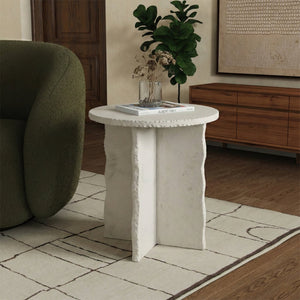 Raybrook Mint Sandstone Accent Table — Minimal Cylindrical Side Table, Natural Texture, Versatile Decor