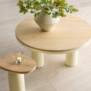 Safavieh Veronica Wood And Lacquer Accent Table - Chic Natural And White Design For Elegant Living Spaces Natural ,White Wood ,Laquer Sfv5787a