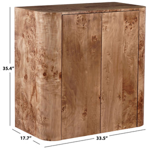 Celestanno Modern Veneer Bar Cabinet With Unique Natural Grain, Metal Accents, Compact Storage Focal Point