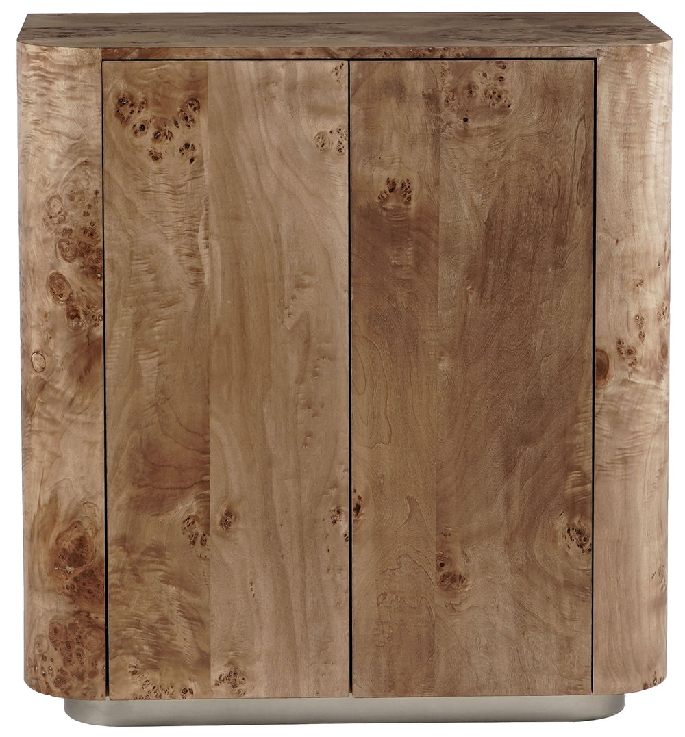Celestanno Modern Veneer Bar Cabinet With Unique Natural Grain, Metal Accents, Compact Storage Focal Point