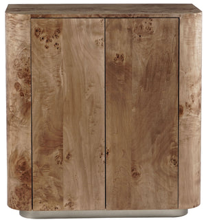 Celestanno Modern Veneer Bar Cabinet With Unique Natural Grain, Metal Accents, Compact Storage Focal Point
