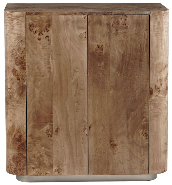 Celestanno Modern Veneer Bar Cabinet With Unique Natural Grain, Metal Accents, Compact Storage Focal Point