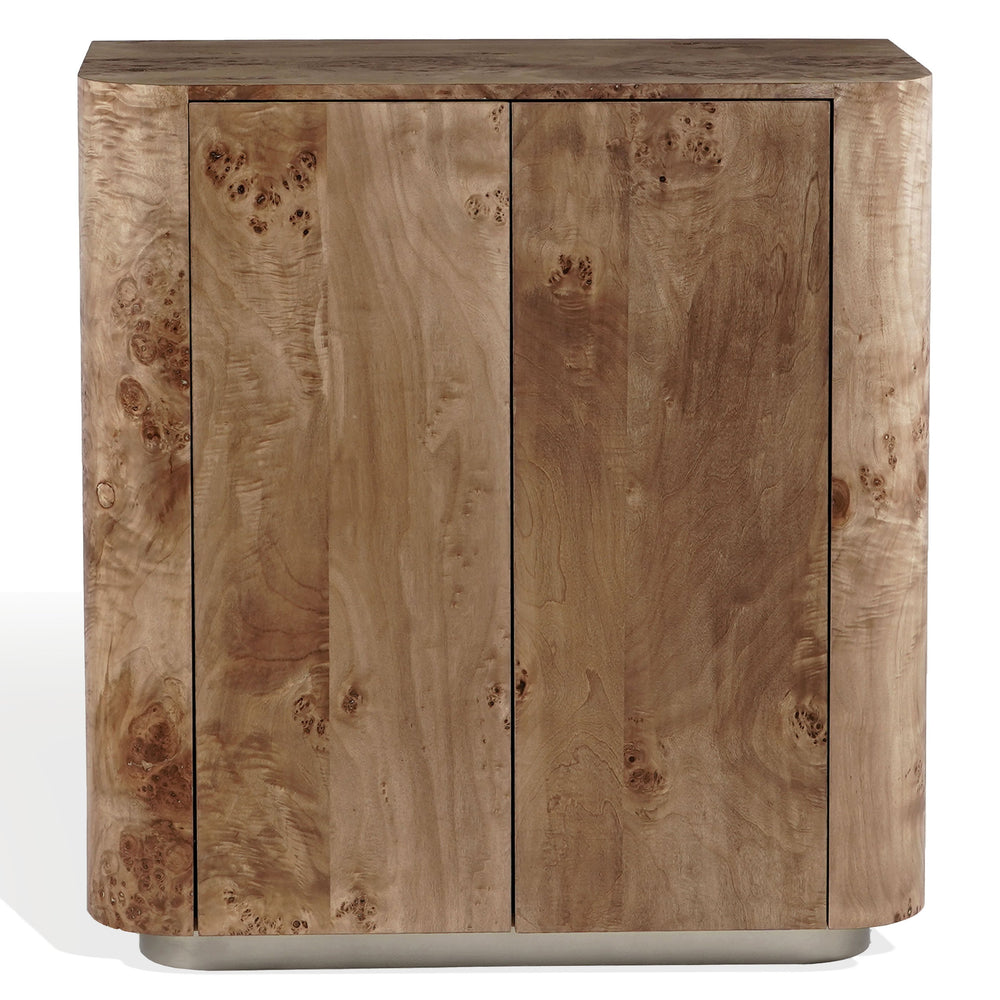 Celestanno Modern Veneer Bar Cabinet With Unique Natural Grain, Metal Accents, Compact Storage Focal Point