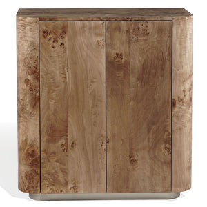 Celestanno Modern Veneer Bar Cabinet With Unique Natural Grain, Metal Accents, Compact Storage Focal Point