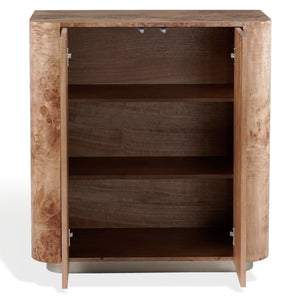 Celestanno Modern Veneer Bar Cabinet With Unique Natural Grain, Metal Accents, Compact Storage Focal Point