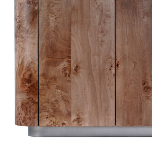 Celestanno Modern Veneer Bar Cabinet With Unique Natural Grain, Metal Accents, Compact Storage Focal Point
