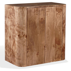 Celestanno Modern Veneer Bar Cabinet With Unique Natural Grain, Metal Accents, Compact Storage Focal Point