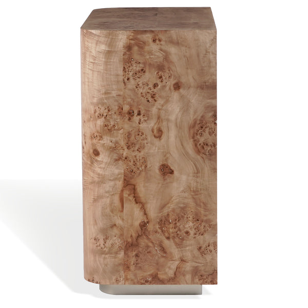 Celestanno Modern Veneer Bar Cabinet With Unique Natural Grain, Metal Accents, Compact Storage Focal Point