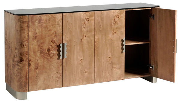 Safavieh Celestanno Burl Veneer Sideboard with Silver Metal Accents for Dining or Entryway SFV5789A