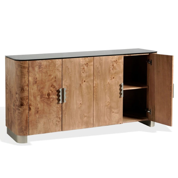 Safavieh Celestanno Burl Veneer Sideboard with Silver Metal Accents for Dining or Entryway SFV5789A