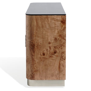 Safavieh Celestanno Burl Veneer Sideboard with Silver Metal Accents for Dining or Entryway SFV5789A
