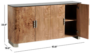 Safavieh Celestanno Burl Veneer Sideboard with Silver Metal Accents for Dining or Entryway SFV5789A