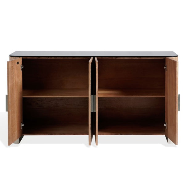 Safavieh Celestanno Burl Veneer Sideboard with Silver Metal Accents for Dining or Entryway SFV5789A