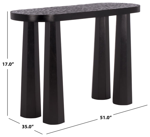 Safavieh Petraclara Wood Console Table - Elegant Black Finish For Stylish Entryway & Living Room Decor Black Wood Sfv5791a