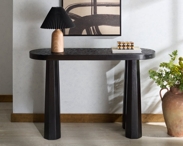 Safavieh Petraclara Wood Console Table - Elegant Black Finish For Stylish Entryway & Living Room Decor Black Wood Sfv5791a