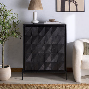 Gianella Wood And Metal Chest — Modern Industrial Storage Cabinet With Matte Metal Frame, Spacious Interior