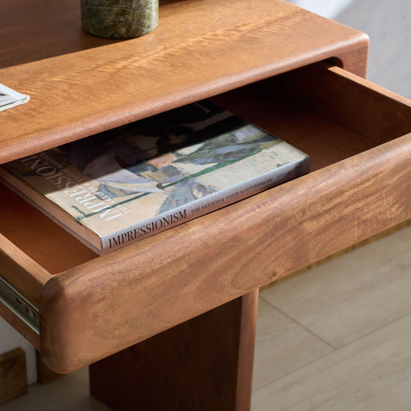 Finley Solid-Wood 2-Drawer Desk With Generous Work Surface, Smooth-Glide Storage & Timeless Grain Finish
