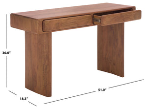 Finley Solid-Wood 2-Drawer Desk With Generous Work Surface, Smooth-Glide Storage & Timeless Grain Finish
