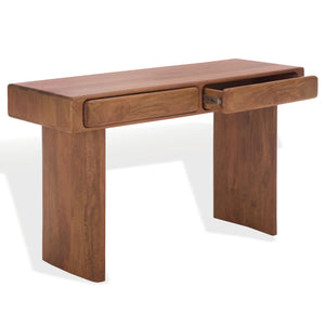 Finley Solid-Wood 2-Drawer Desk With Generous Work Surface, Smooth-Glide Storage & Timeless Grain Finish