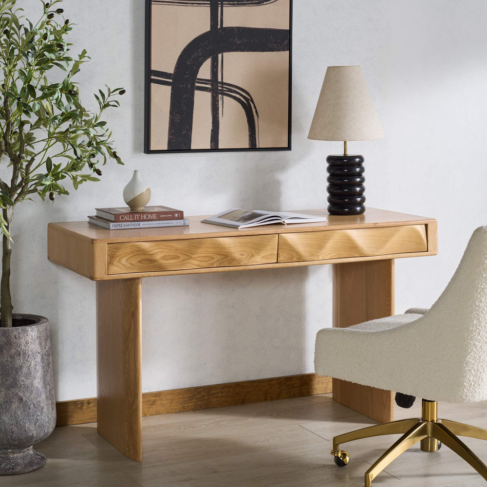 Safavieh Nikoletta Natural Wood Writing Desk with Two Drawers for Home Office Study SFV5794A