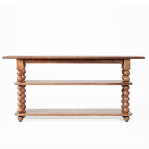 Norbert Solid Wood 2-Shelf Console Table, Slim Entryway Organizer With Open Storage And Grain Finish