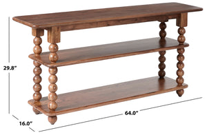 Norbert Solid Wood 2-Shelf Console Table, Slim Entryway Organizer With Open Storage And Grain Finish