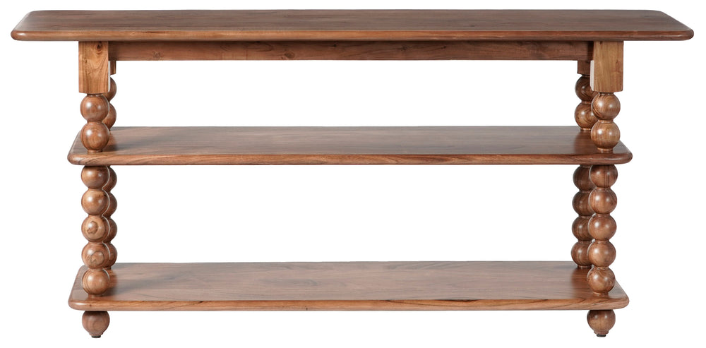 Norbert Solid Wood 2-Shelf Console Table, Slim Entryway Organizer With Open Storage And Grain Finish