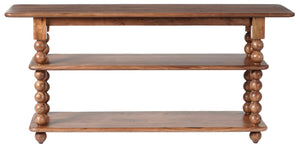 Norbert Solid Wood 2-Shelf Console Table, Slim Entryway Organizer With Open Storage And Grain Finish