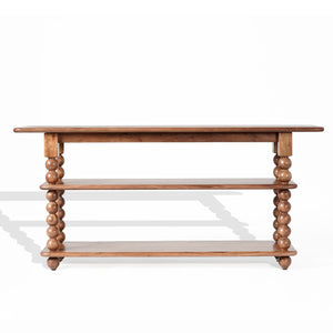 Norbert Solid Wood 2-Shelf Console Table, Slim Entryway Organizer With Open Storage And Grain Finish