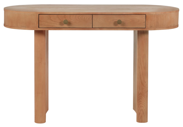 Safavieh Gialana Oval Wood Writing Desk with Two Drawers Natural Finish Home Office SFV5796A
