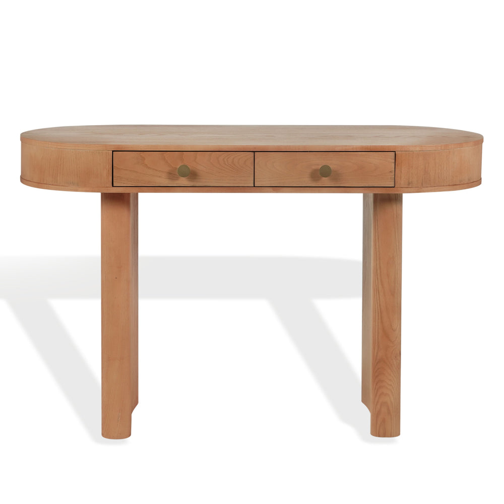 Safavieh Gialana Oval Wood Writing Desk with Two Drawers Natural Finish Home Office SFV5796A