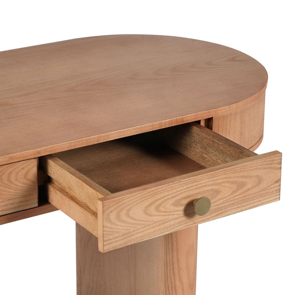 Safavieh Gialana Oval Wood Writing Desk with Two Drawers Natural Finish Home Office SFV5796A