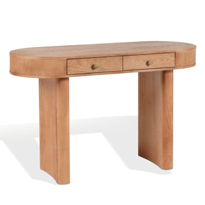 Safavieh Gialana Oval Wood Writing Desk with Two Drawers Natural Finish Home Office SFV5796A