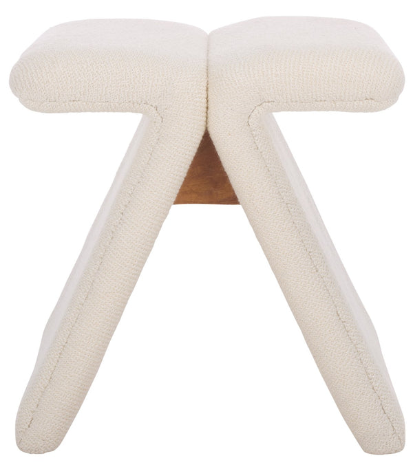 Safavieh Tessabella Teddy Fabric Ottoman – Stylish & Cozy Home Accent With Soft Cushion For Ultimate Comfort Beige Wood ,Fabric ,Foam Sfv5799a