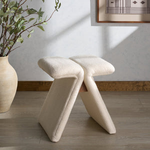 Safavieh Tessabella Teddy Fabric Ottoman – Stylish & Cozy Home Accent With Soft Cushion For Ultimate Comfort Beige Wood ,Fabric ,Foam Sfv5799a