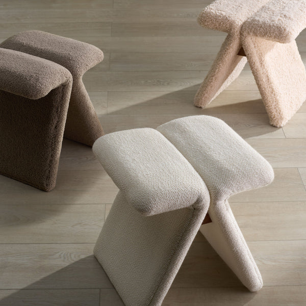 Safavieh Tessabella Teddy Fabric Ottoman – Stylish & Cozy Home Accent With Soft Cushion For Ultimate Comfort Beige Wood ,Fabric ,Foam Sfv5799a