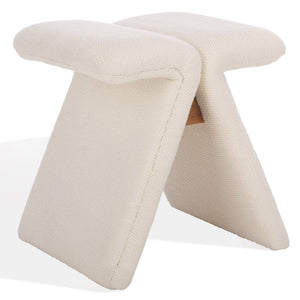 Safavieh Tessabella Teddy Fabric Ottoman – Stylish & Cozy Home Accent With Soft Cushion For Ultimate Comfort Beige Wood ,Fabric ,Foam Sfv5799a