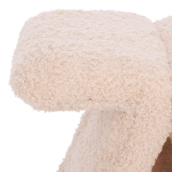 Safavieh Tessabella Teddy Fabric Ottoman – Stylish & Cozy Home Accent With Soft Cushion For Ultimate Comfort Ivory Wood ,Fabric ,Foam Sfv5799b