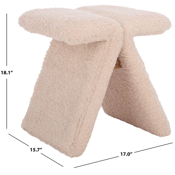 Safavieh Tessabella Teddy Fabric Ottoman – Stylish & Cozy Home Accent With Soft Cushion For Ultimate Comfort Ivory Wood ,Fabric ,Foam Sfv5799b