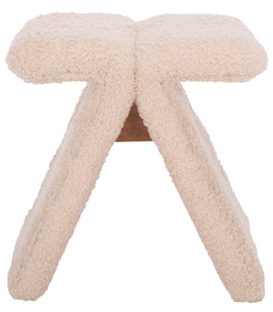 Safavieh Tessabella Teddy Fabric Ottoman – Stylish & Cozy Home Accent With Soft Cushion For Ultimate Comfort Ivory Wood ,Fabric ,Foam Sfv5799b