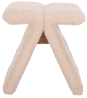 Safavieh Tessabella Teddy Fabric Ottoman – Stylish & Cozy Home Accent With Soft Cushion For Ultimate Comfort Ivory Wood ,Fabric ,Foam Sfv5799b