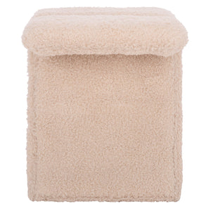Safavieh Tessabella Teddy Fabric Ottoman – Stylish & Cozy Home Accent With Soft Cushion For Ultimate Comfort Ivory Wood ,Fabric ,Foam Sfv5799b
