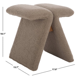 Safavieh Tessabella Teddy Fabric Ottoman – Stylish & Cozy Home Accent With Soft Cushion For Ultimate Comfort Dark Brown Wood ,Fabric ,Foam Sfv5799c