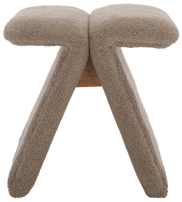 Safavieh Tessabella Teddy Fabric Ottoman – Stylish & Cozy Home Accent With Soft Cushion For Ultimate Comfort Dark Brown Wood ,Fabric ,Foam Sfv5799c