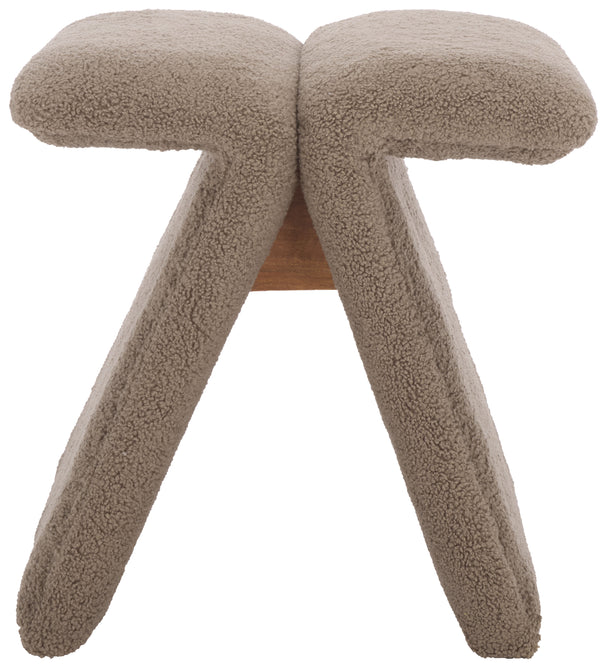 Safavieh Tessabella Teddy Fabric Ottoman – Stylish & Cozy Home Accent With Soft Cushion For Ultimate Comfort Dark Brown Wood ,Fabric ,Foam Sfv5799c