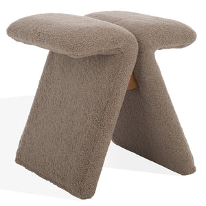 Safavieh Tessabella Teddy Fabric Ottoman – Stylish & Cozy Home Accent With Soft Cushion For Ultimate Comfort Dark Brown Wood ,Fabric ,Foam Sfv5799c