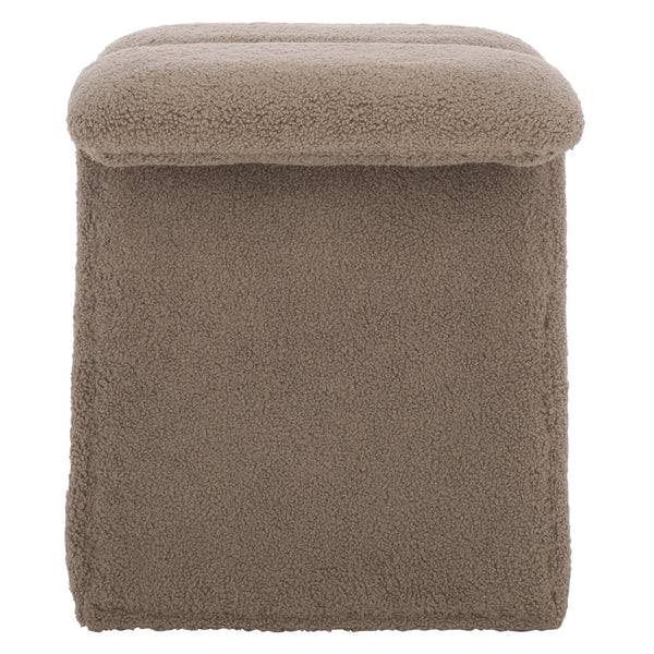 Safavieh Tessabella Teddy Fabric Ottoman – Stylish & Cozy Home Accent With Soft Cushion For Ultimate Comfort Dark Brown Wood ,Fabric ,Foam Sfv5799c