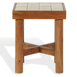 Safavieh Kaylina Handmade Tile Top Square Accent Table with Warm Walnut Wood Base Off White / Walnut SFV5800A